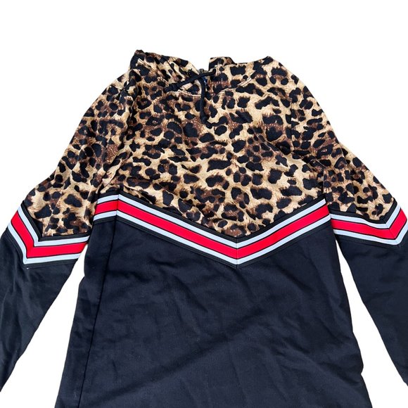Truly Me by SaraSara Leopard Print Sweater Dress with Hood Black Size 10 years - Picture 3 of 10